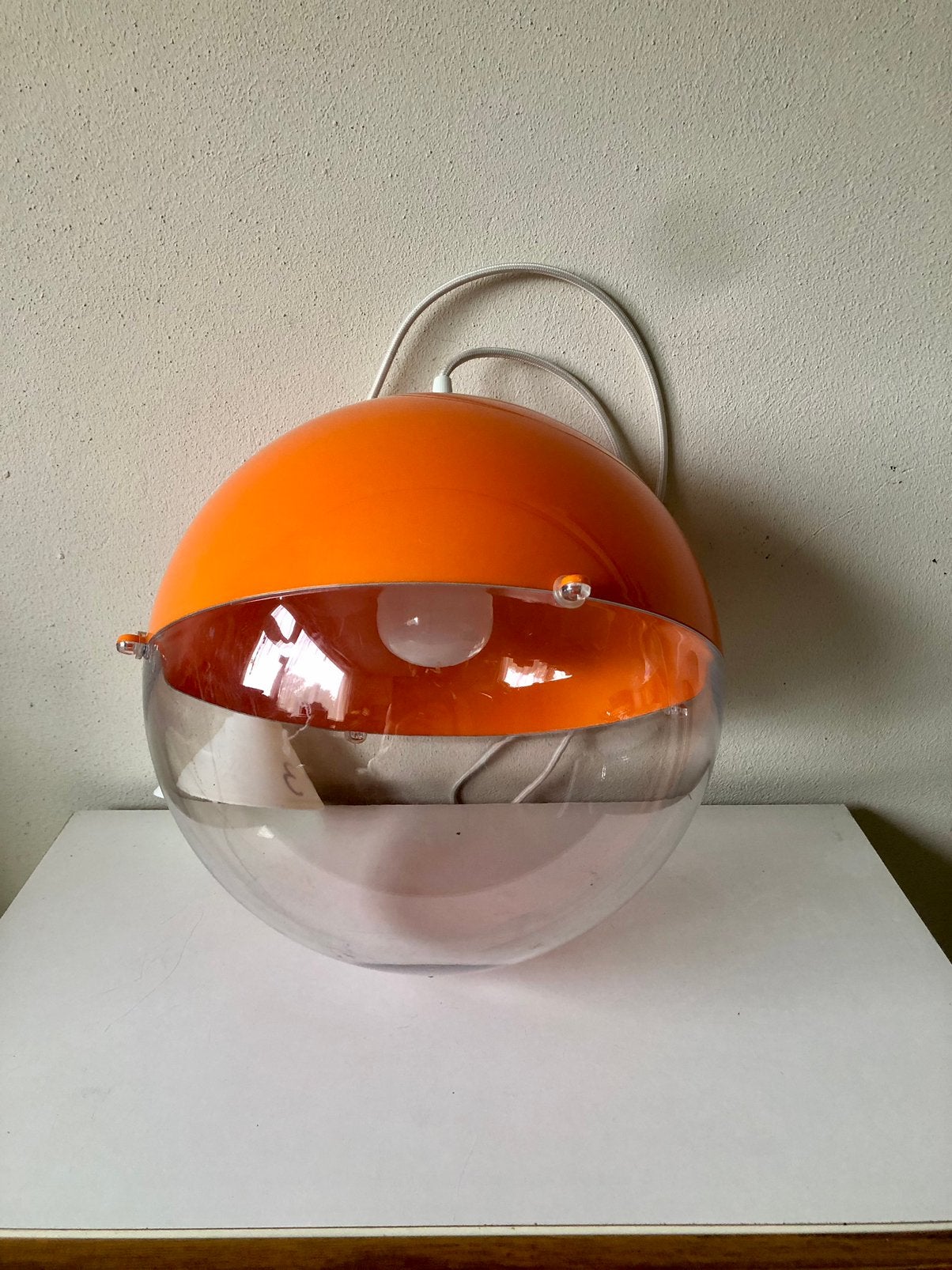 Koziol Orion retro spaceage hanglamp, Huis en Inrichting, Kunststof, Gebruikt, Oranje, Overige typen