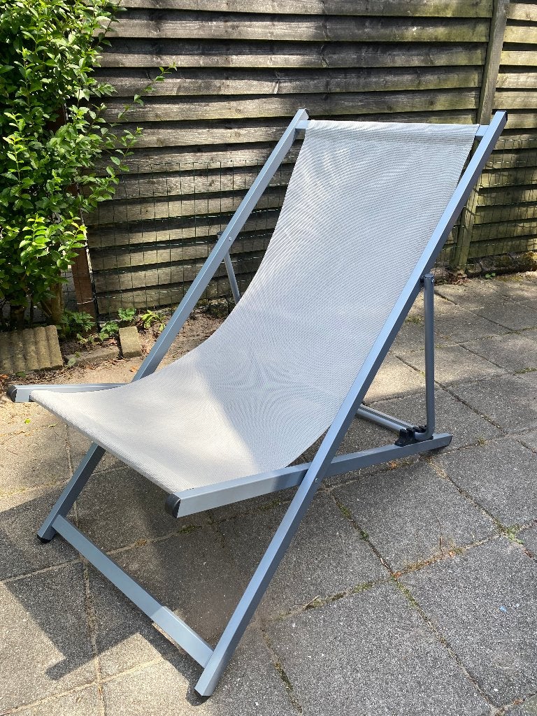 Grey Folding Sun Lounger – Brand New, Ophalen, Nieuw, Metaal, Eén