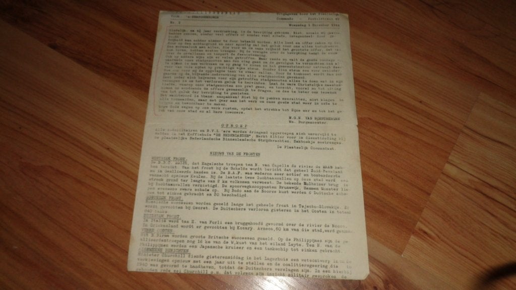 Den Bosch oorlog NBS Mededeelingsblad no 2 1 nov. 1944 wo2, Verzamelen, Ophalen of Verzenden, Overige soorten, Nederland, Overige typen