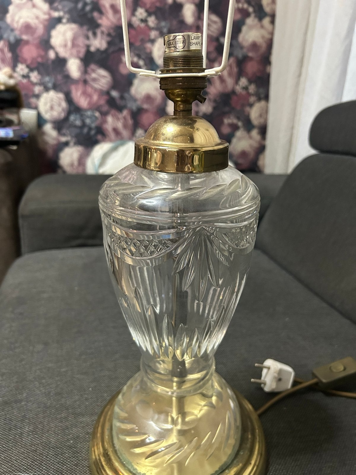Vintage kristallen tafellamp zonder kap, Antiek en Kunst, Ophalen