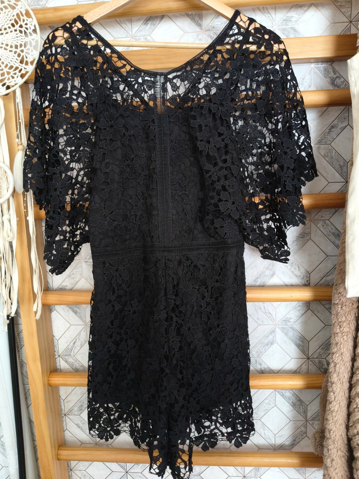 Zwart Kanten playsuit  Doutzen's Stories Maat L, Kleding | Dames, Zwart, Maat 42/44 (L), Ophalen of Verzenden, Zo goed als nieuw