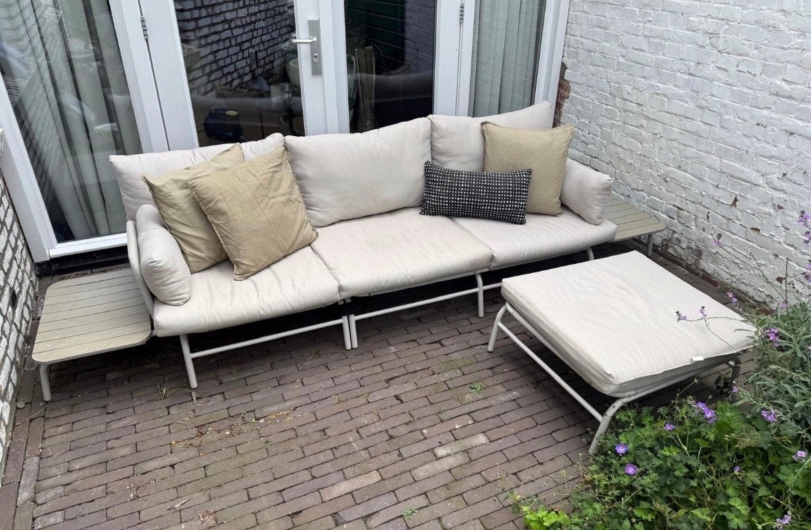 Modulaire tuinset/loungeset met kussens - nog in goede staat, Tuin en Terras, Ophalen, 3 zitplaatsen, Aluminium, Zo goed als nieuw