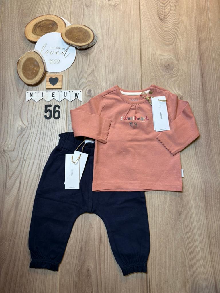 Baby meisje noppies setje shirtje broekje maat 56, Kinderen en Baby's, Ophalen of Verzenden, Nieuw, Meisje, Setje