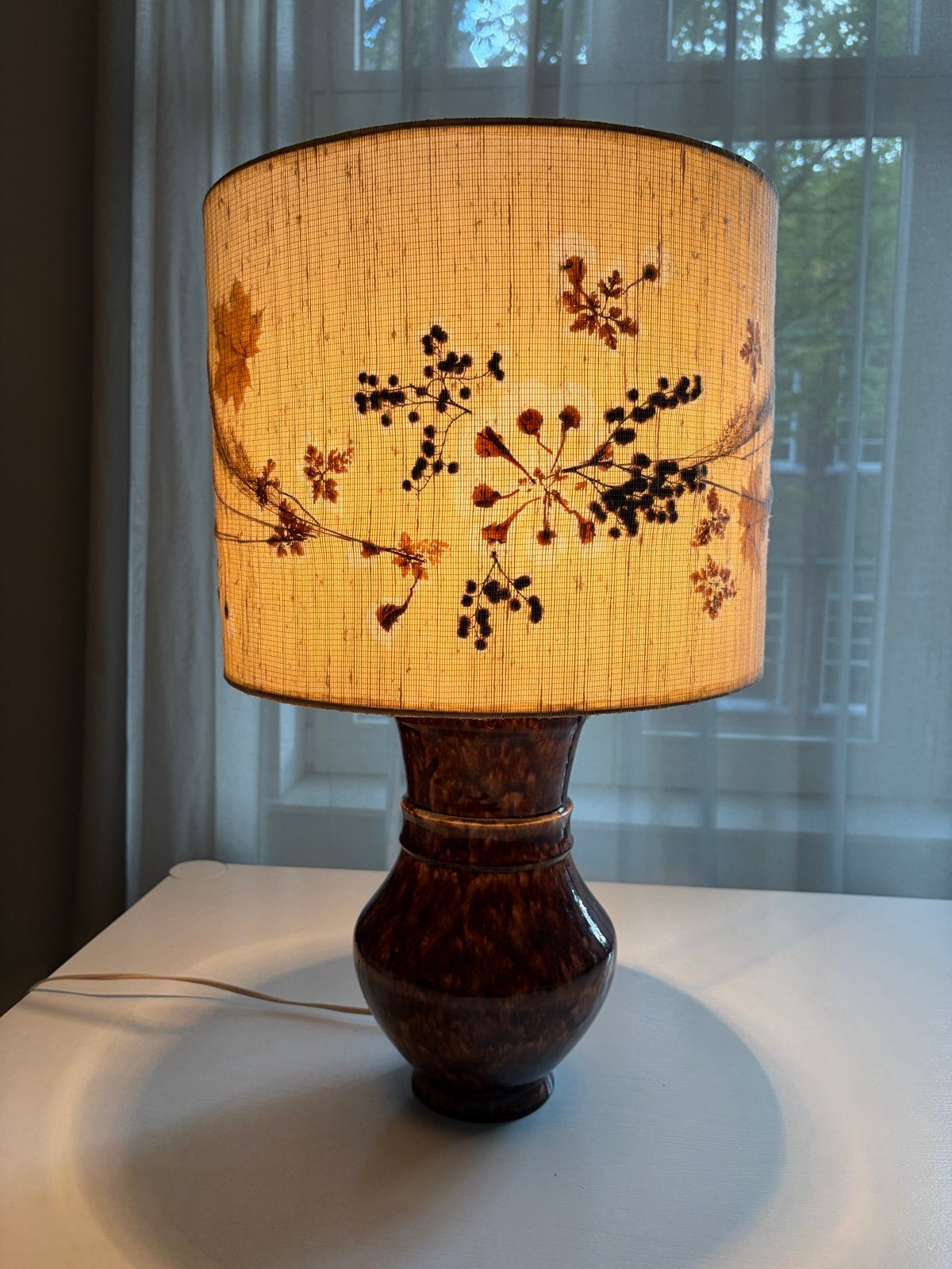 Vintage Baudin Paris /  Parijs Tafellamp met Bloemen, Antiek en Kunst, Ophalen
