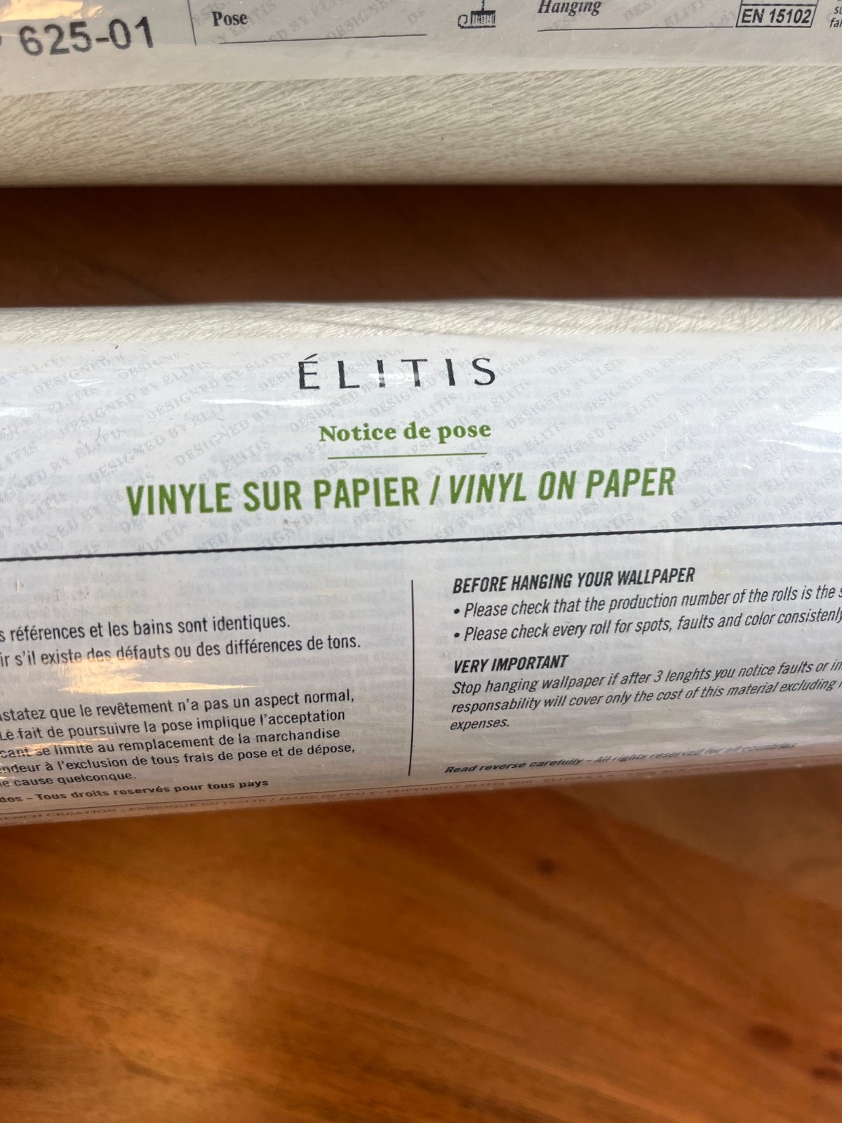 Exclusief Elitis Vinylbehang op Papier - 3 Rollen (10x0,70m), Huis en Inrichting, Effen, Wit, Ophalen of Verzenden, Vinylbehang