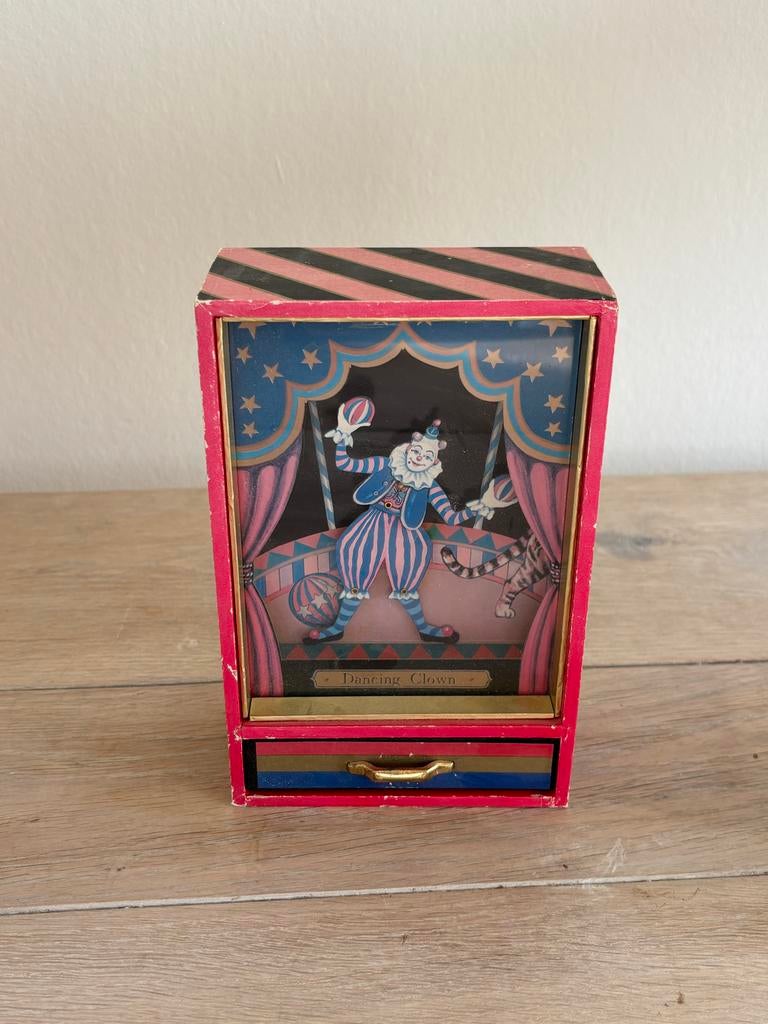 Vintage muziekdoos "Dancing Clown" van Ikecho, Ophalen of Verzenden, Gebruikt