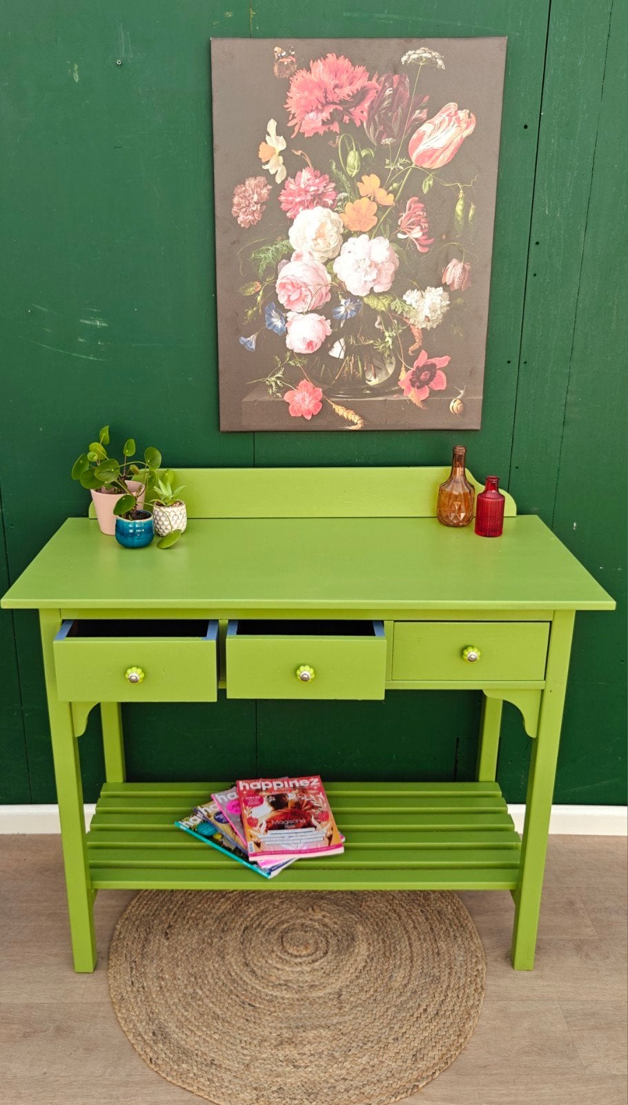 Side Table Puur Laurier, Ophalen, Groen, Voorhout, Met lades