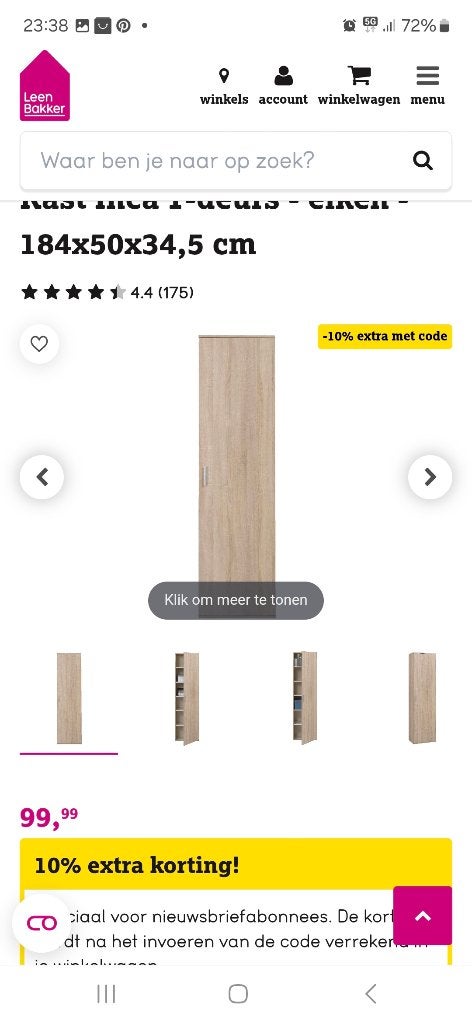 Kast kleding kast, Huis en Inrichting, Kasten | Kledingkasten, Ophalen, Zo goed als nieuw, 25 tot 50 cm, 150 tot 200 cm