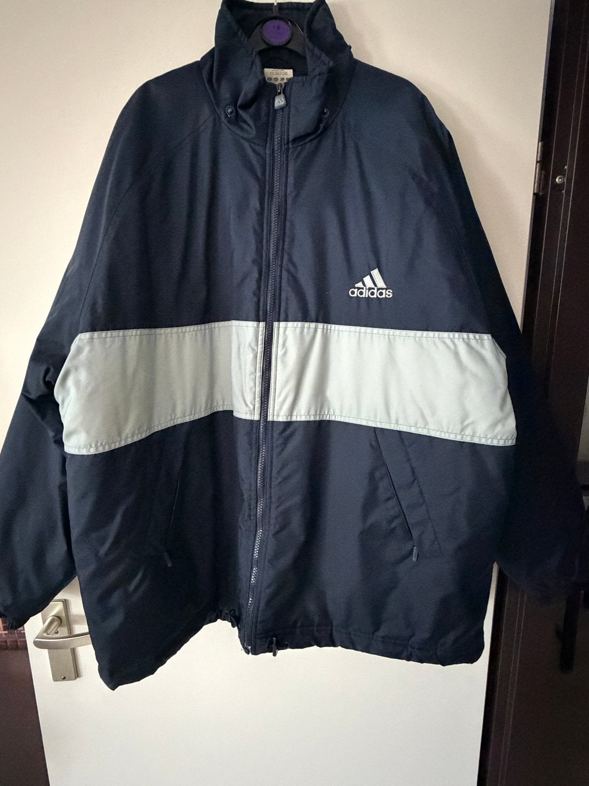 Adidas Sportjas Blauw Grijs Maat L, Maat 52/54 (L), Blauw, Ophalen of Verzenden, Zo goed als nieuw