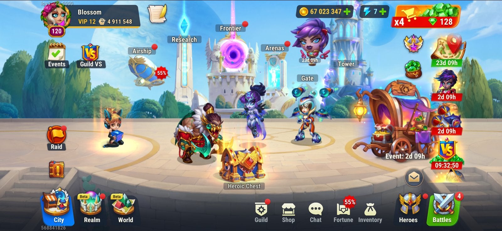 Hero Wars Mobile Game Account - Level 120, VIP 12, Spelcomputers en Games, Ophalen, Online, Gebruikt, Role Playing Game (Rpg)