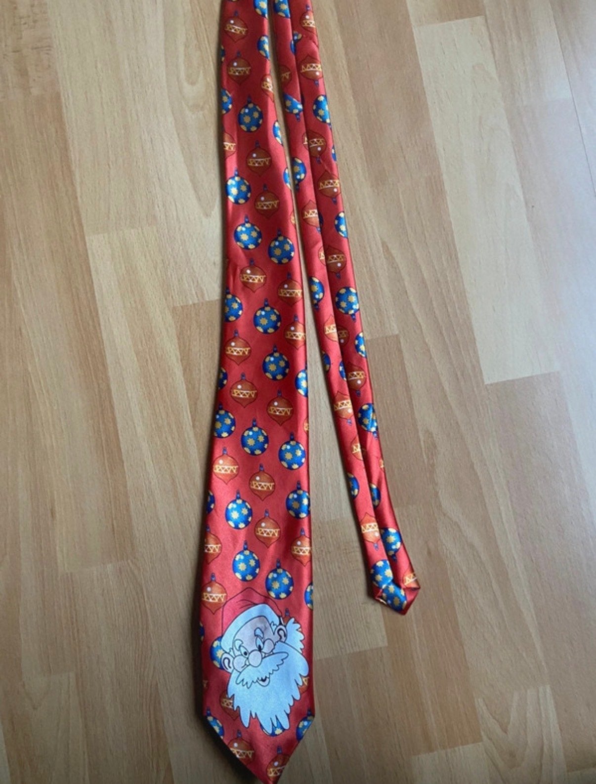 Feestelijke Kerst Stropdas met Kerstman en Ballen, Ophalen of Verzenden, Zo goed als nieuw, Rood, Met patroon