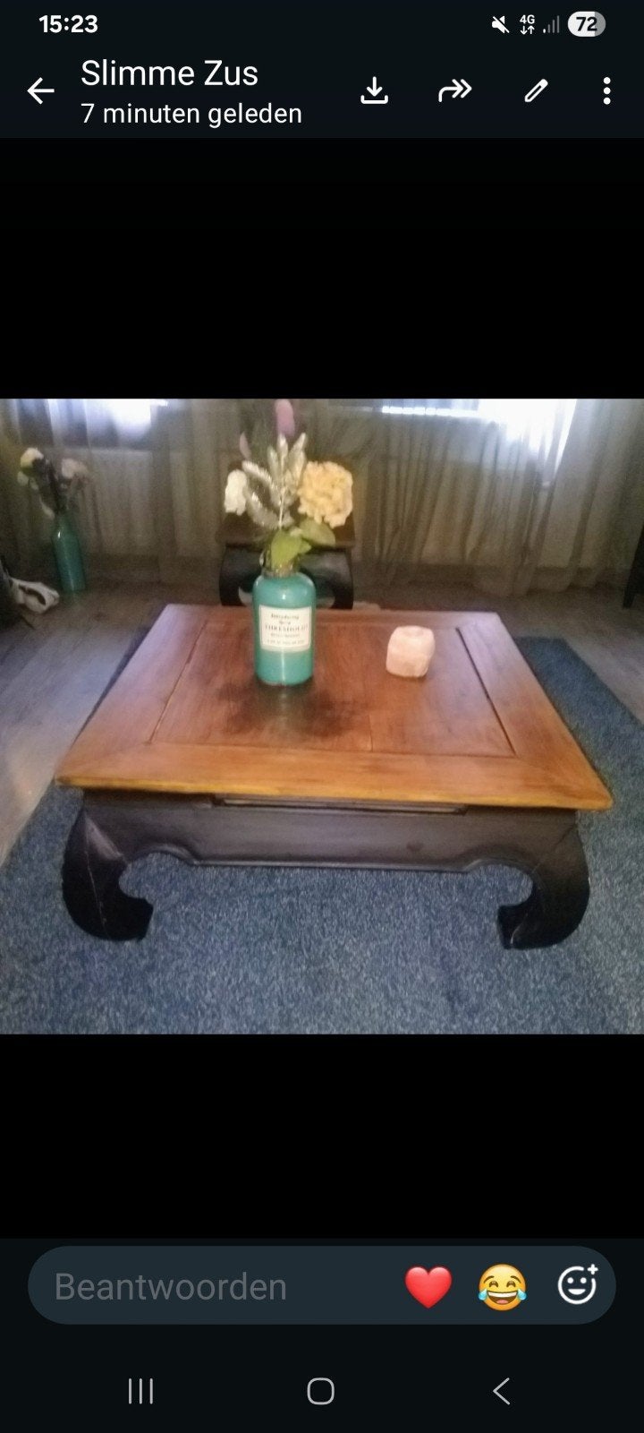 Opiumtafel met groen vloerkleed (160x230 cm), Ophalen