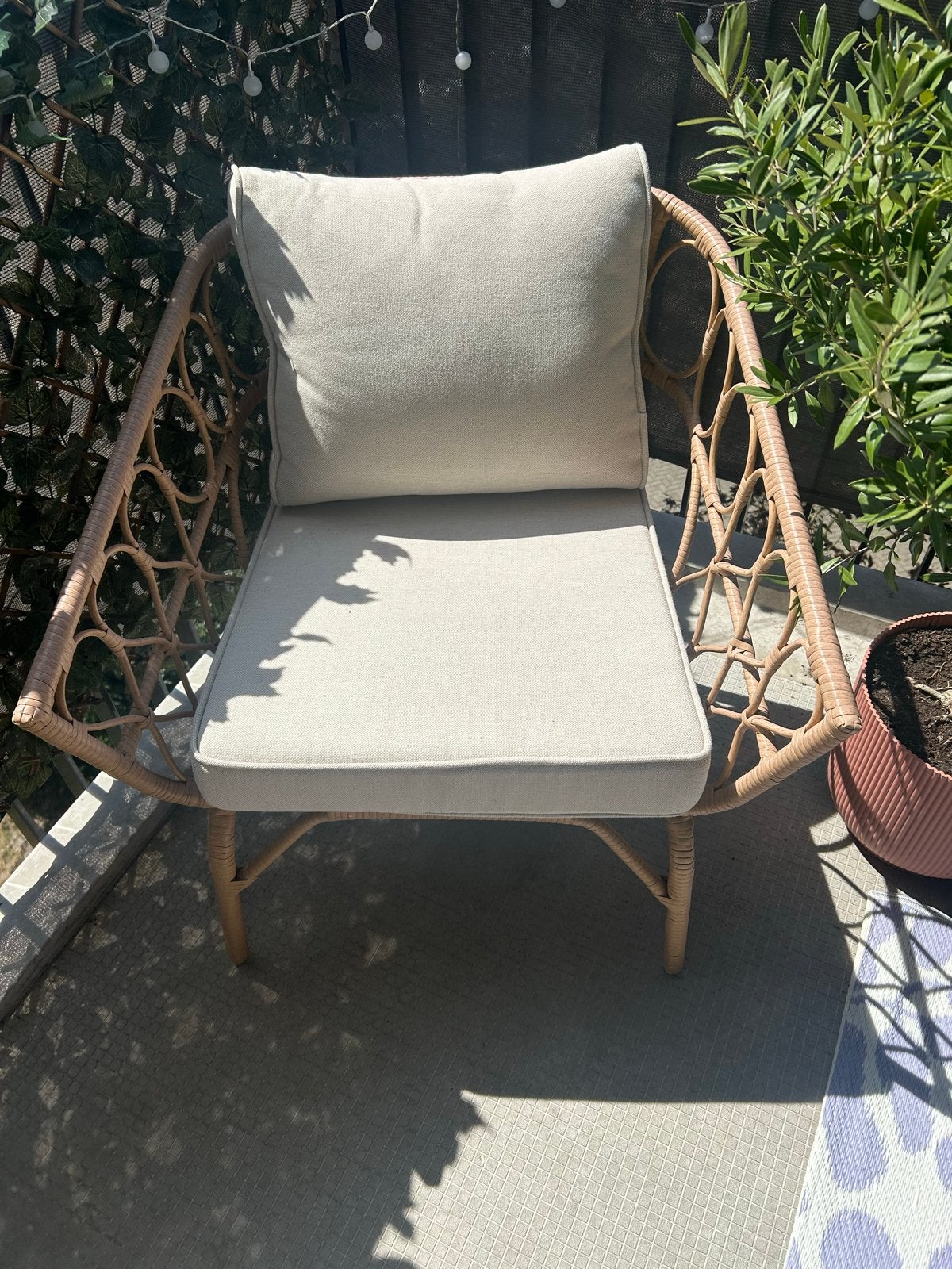 JENNUM Loungestoel naturel met kussens in nieuwstaat, Ophalen, Rotan, Nieuw, Loungeset