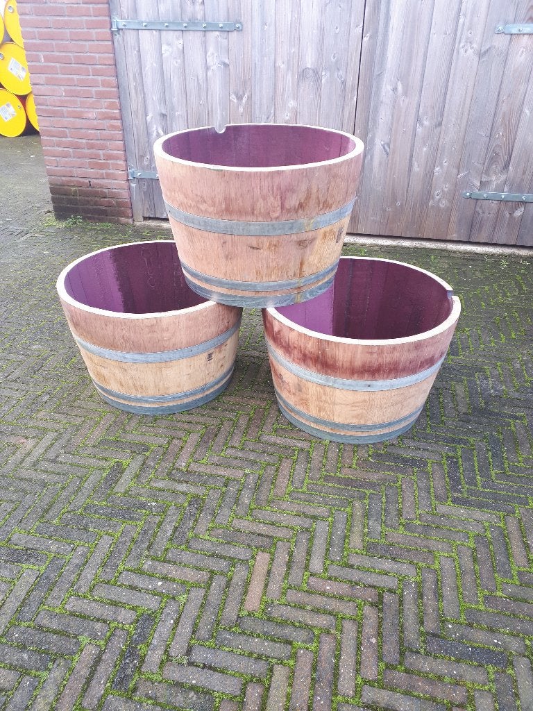 Te koop mooie bloembakken, Tuin en Terras, Bloembakken en Plantenbakken, Ophalen, Rond, Zo goed als nieuw, Hout