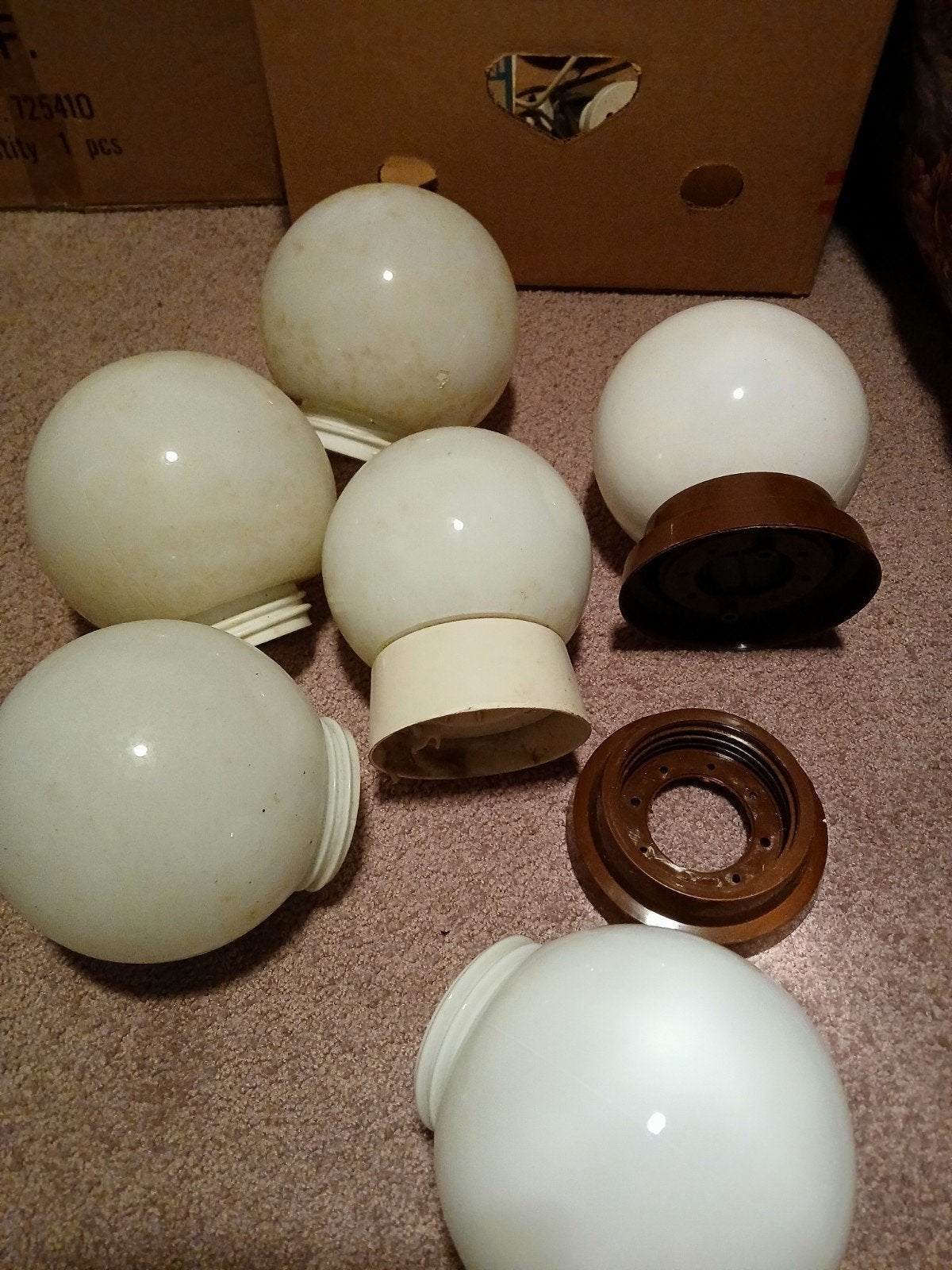 Bollampen 3 stuks met houder en 3 reserve, Ophalen, Gebruikt, Glas, Vintage