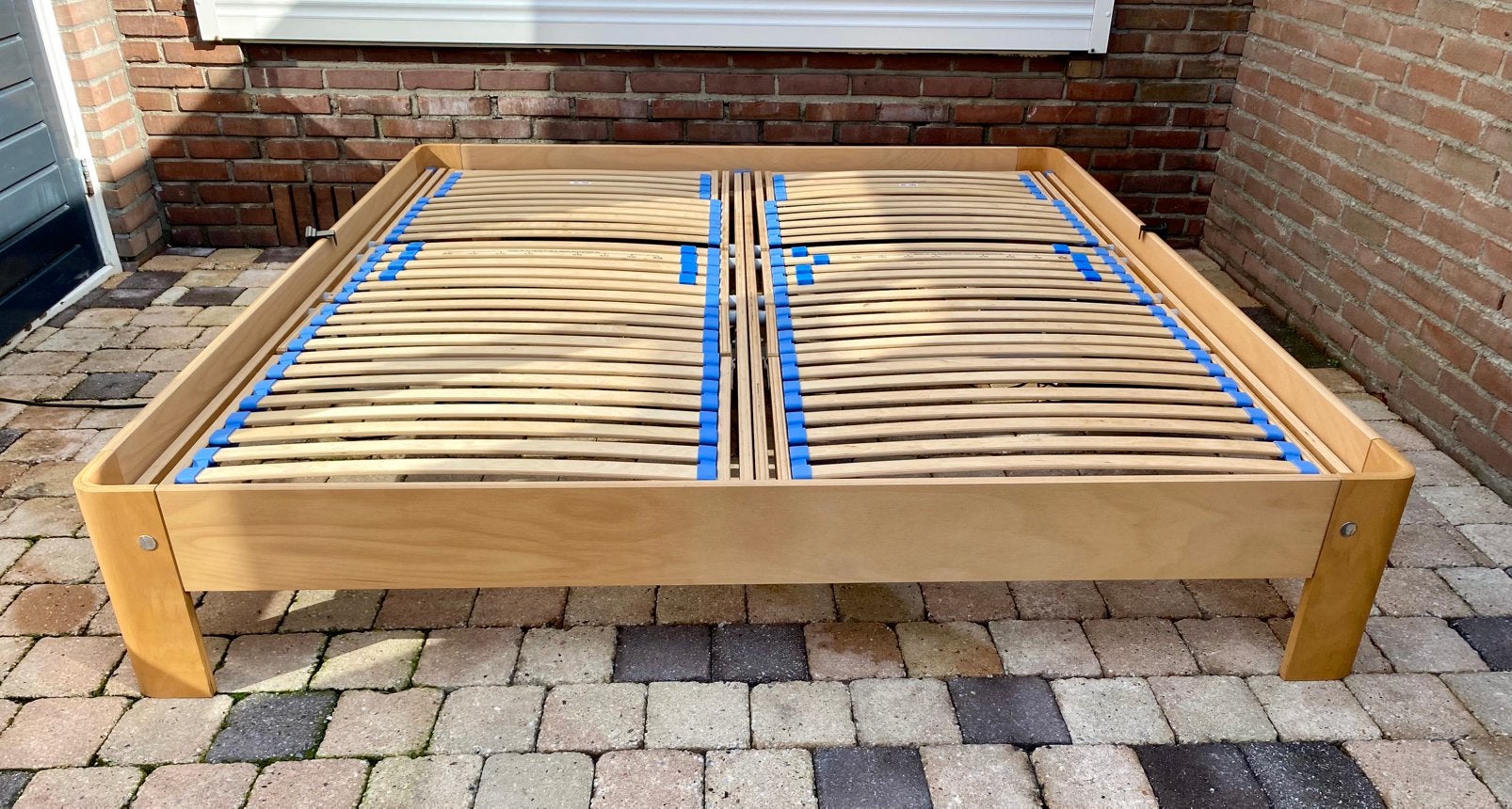 Auping auronde ombouw beuken verstelbare lattenbodems, Ophalen, Bruin, Tweepersoons, 180 cm