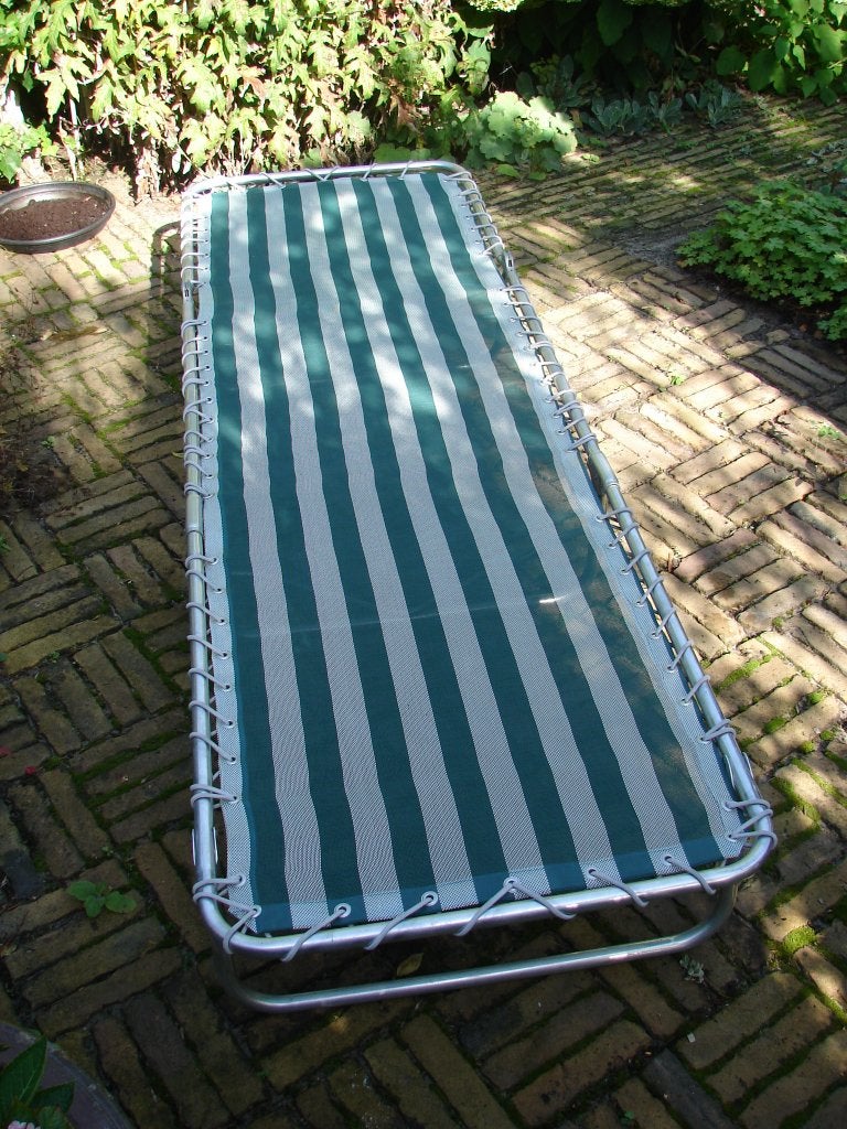 Crespo opvouw en -verstelbaar ligbed/zonnebed (Stretcher)., Ophalen, Zo goed als nieuw, Aluminium, Inklapbaar