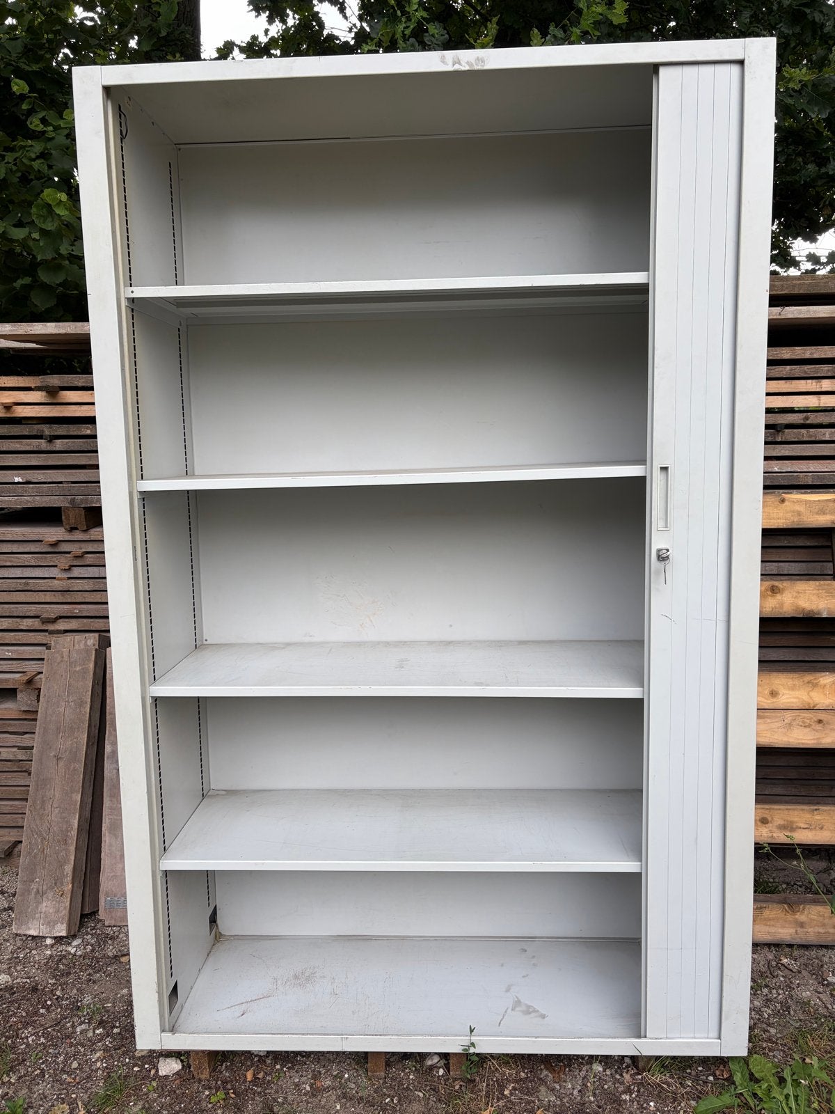 Metalen archiefkast met roldeur en legplanken. 45x195x127, Ophalen, Gebruikt, 100 tot 150 cm, Stalen kast