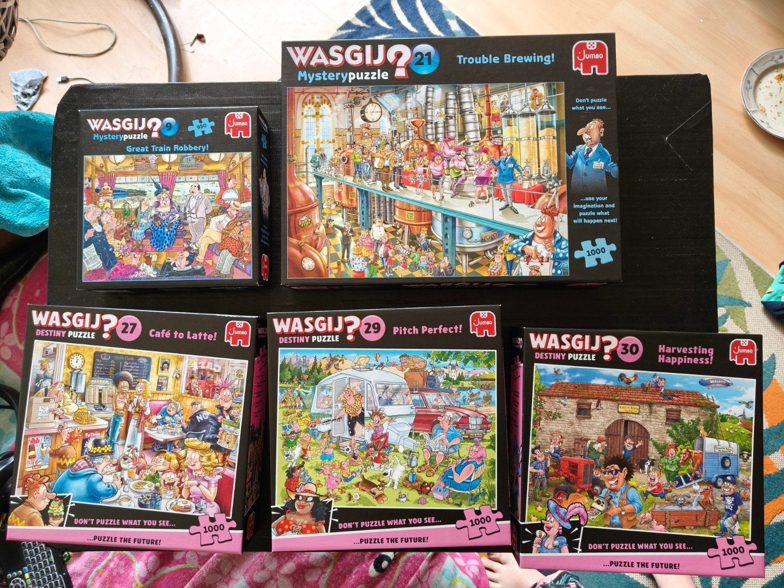 9 Wasgij puzzels - z.g.a.n., Ophalen of Verzenden, Meer dan 50 stukjes, Zo goed als nieuw, 6 jaar of ouder