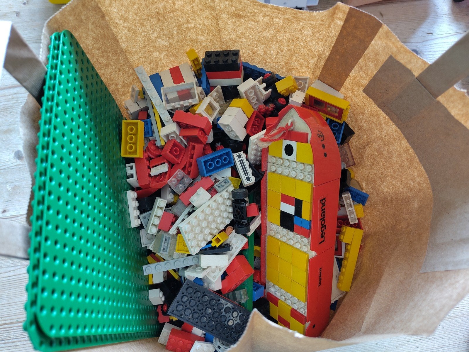 Tas met lego, jaren 80, boot, kastjes, blokken, Ophalen, Gebruikt