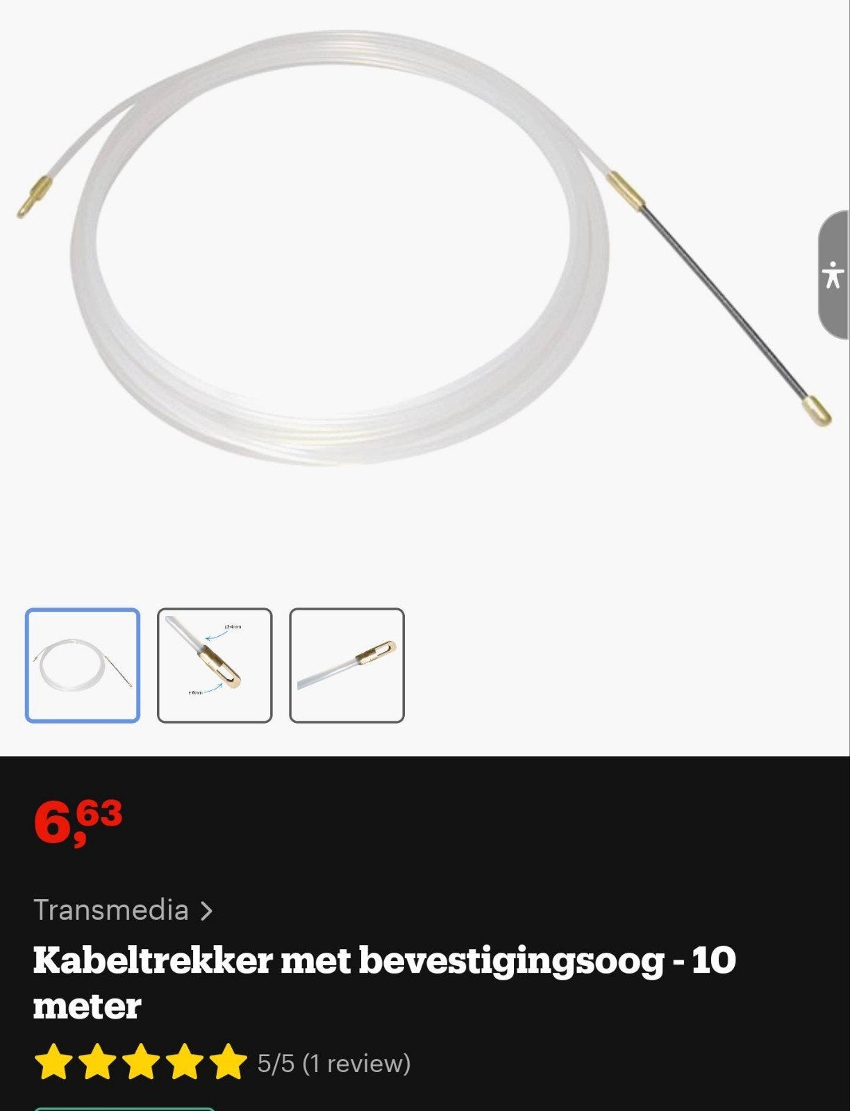 Nieuwe Kabeltrekker met bevestigingsoog - 10 meter, Ophalen of Verzenden, Nieuw, Overige typen