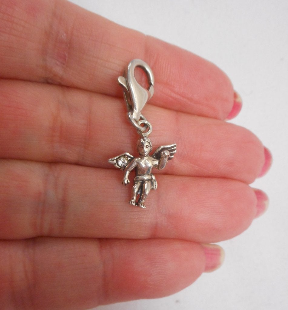 Zilveren afneembare hanger / bedel engeltje nr.1437, Overige merken, Verzenden, Zo goed als nieuw, 1 bedel
