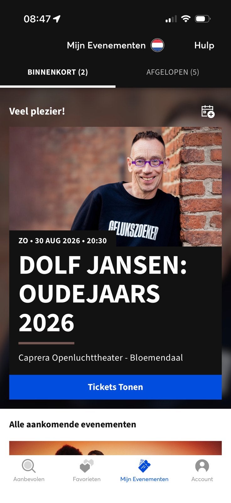 Dolf Jansen Oudejaars 2026 try-out, Caprera 30 aug 2 tickets, Tickets en Kaartjes, Concerten | Nederlandstalig, Twee personen