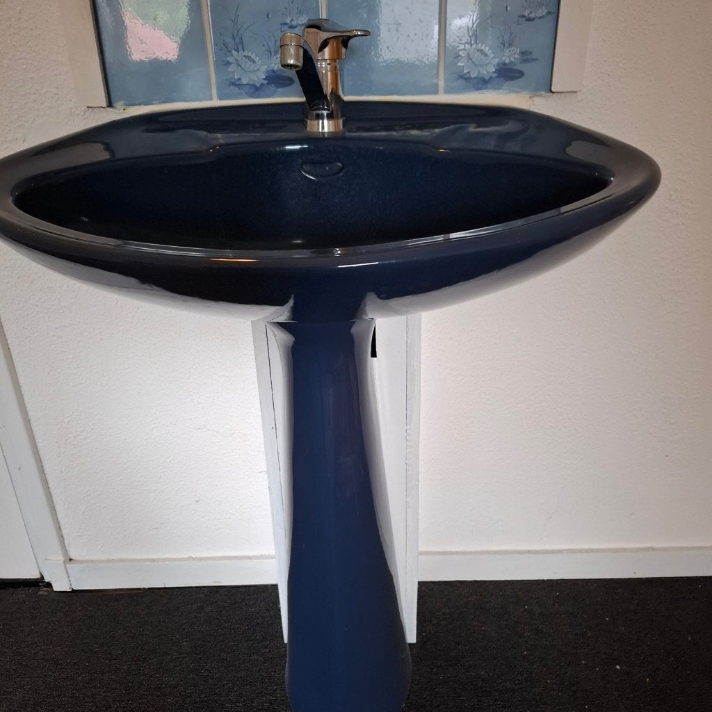 Mooie blauwe vintage wastafel, Ophalen, Gebruikt, Wastafel
