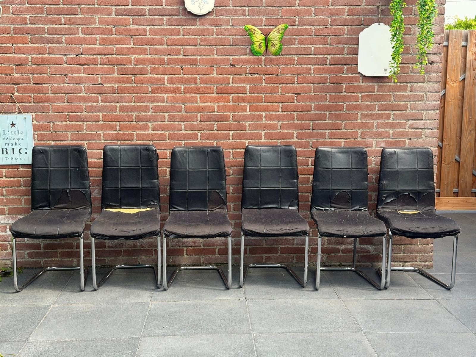Eettafel met 6 stoelen - Zwart/Wit, Huis en Inrichting, Ophalen, Gebruikt, Zwart, Overige materialen