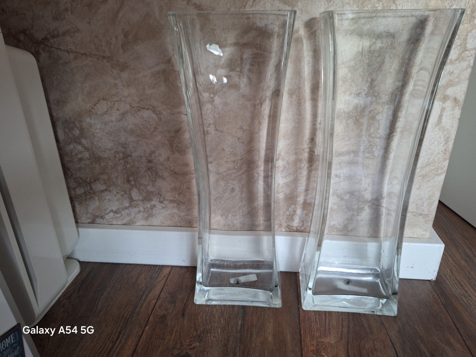 Wegens verhuizing Set van 2 glazen Ikea vazen, transparant,, Huis en Inrichting, Ophalen of Verzenden, Gebruikt, Transparant, Glas