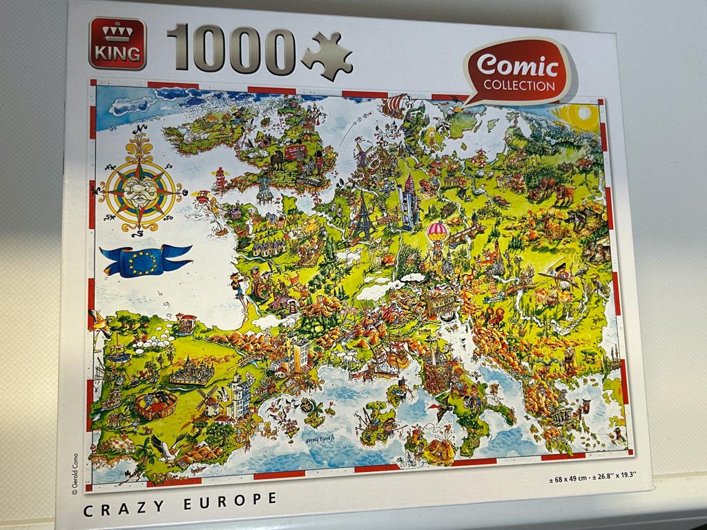 Puzzel King Comic Collection " Crazy Europe", Hobby en Vrije tijd, Denksport en Puzzels, Ophalen, 500 t/m 1500 stukjes, Gebruikt