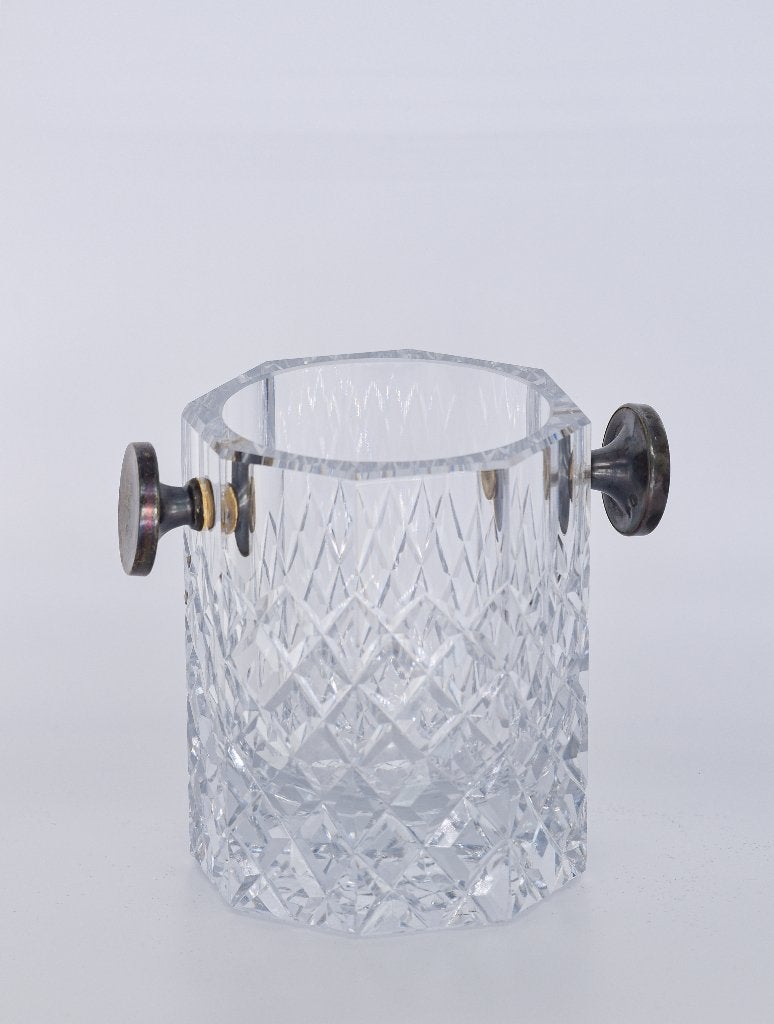 Vintage verzilverde champagne ijsemmer van geslepen kristal., Ophalen of Verzenden