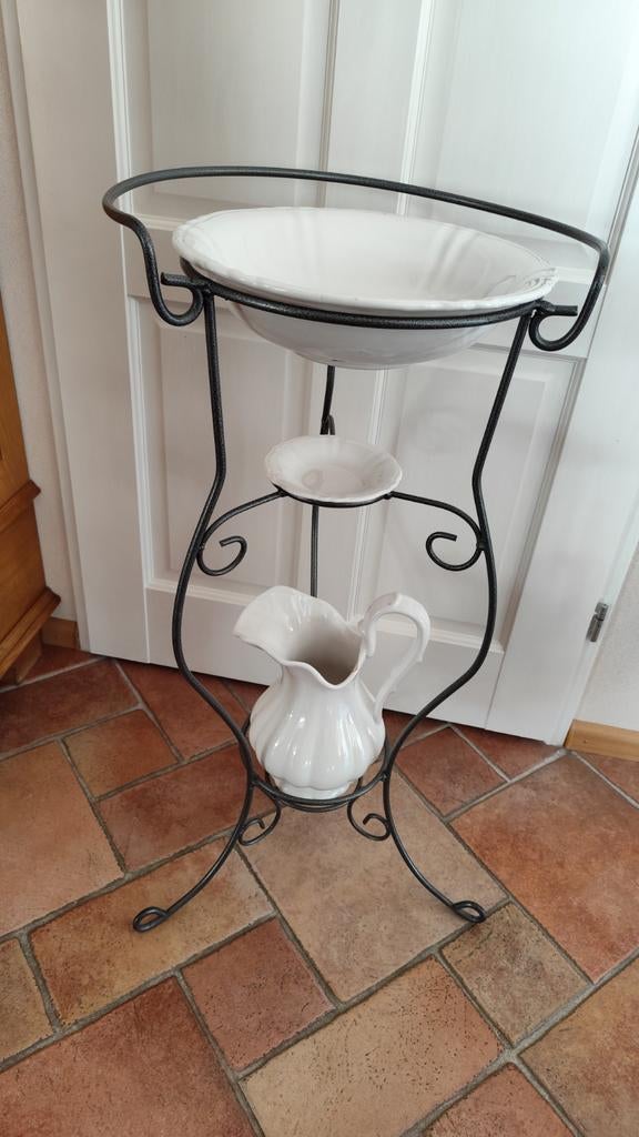 Antieke waskom met standaard - Brocante stijl, Ophalen