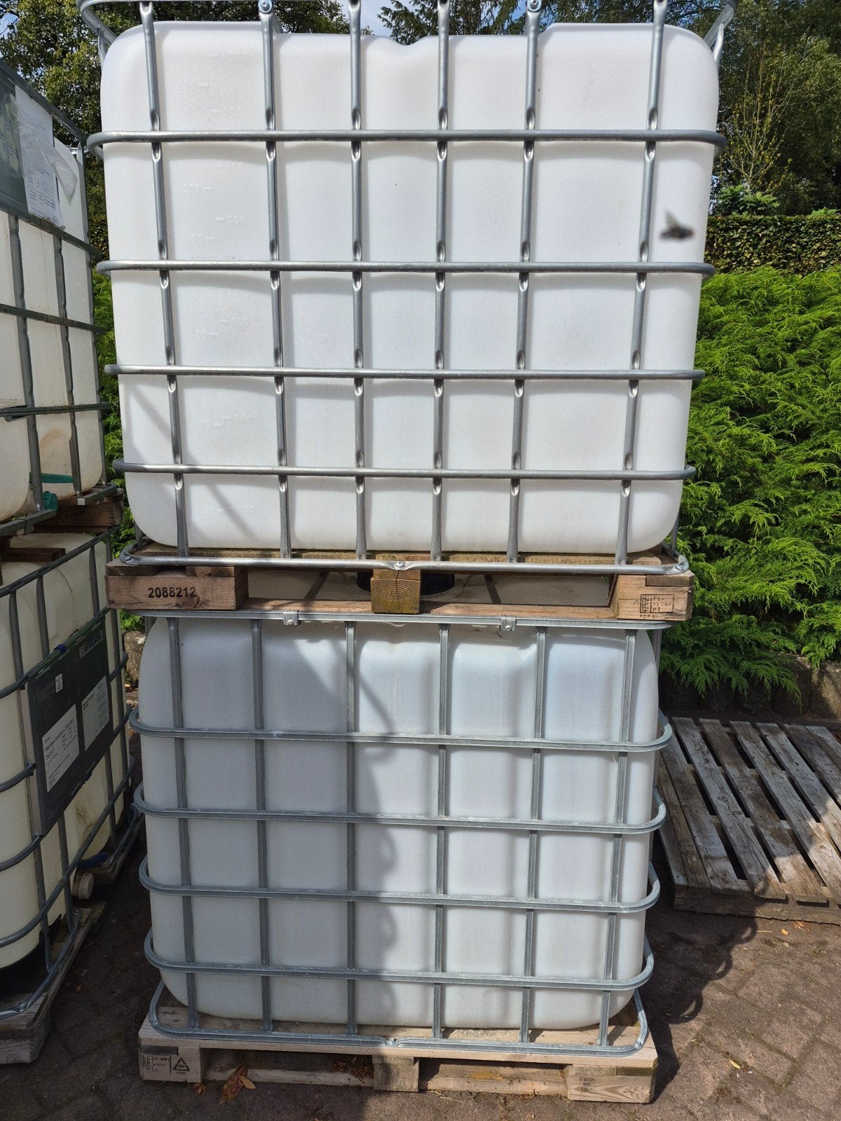 ibc container vatten 1000 liter, Tuin en Terras, Ophalen, Kunststof, Gebruikt, Met kraantje