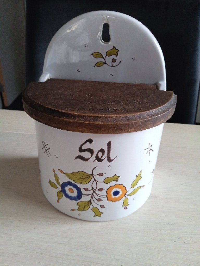 vintage keramische zoutpot wanddecoratie, Ophalen of Verzenden
