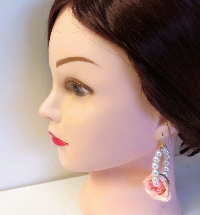 Oorbellen hanger bloem  - handmade -victorian vintage parels, Verzenden, Nieuw, Overige materialen, Hangers