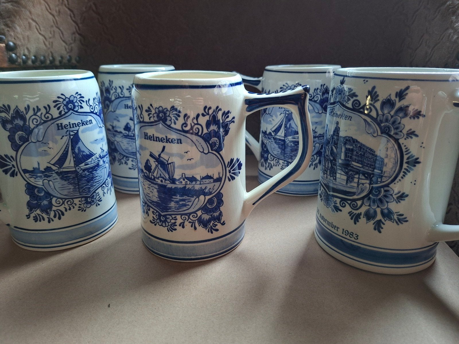 5x Delftblauwe Heineken Bierpullen, Ophalen