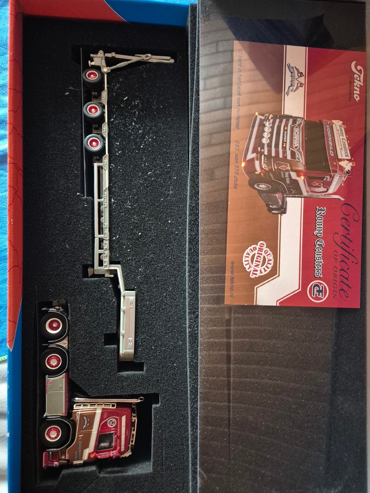 Tekno Scania S-serie Ronny Ceusters met dieplader, Hobby en Vrije tijd, Modelauto's | 1:50, Ophalen of Verzenden, Zo goed als nieuw