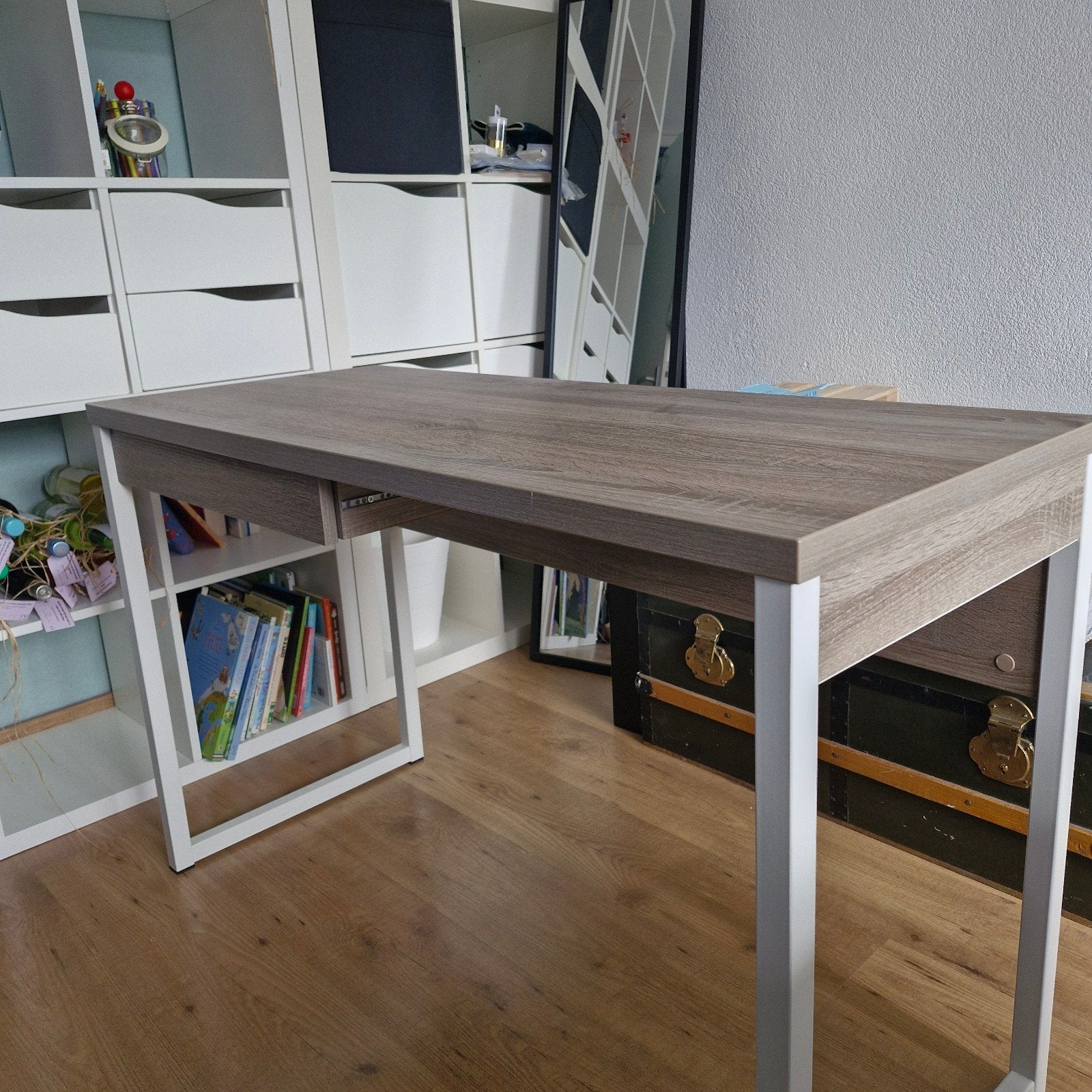 Bureau 120x50 cm met lade - Modern design, Ophalen, Met lades, Gebruikt, Spaanplaat of MDF