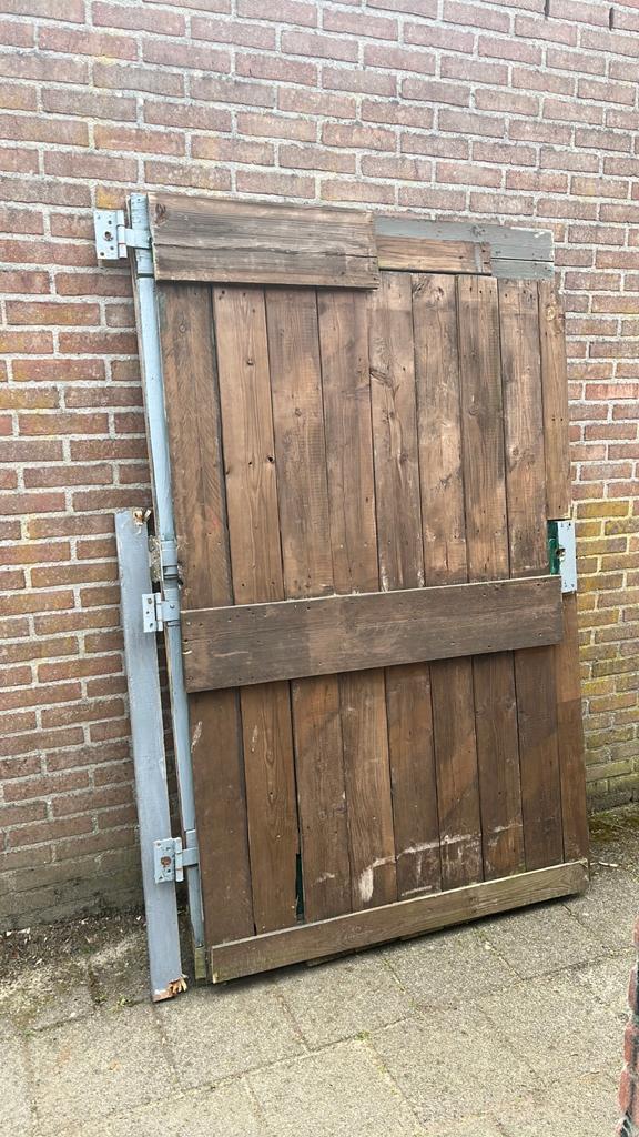 Houten poort met palen - 200 cm hoog, 120 cm breed, Tuin en Terras, Tuinpoorten, Ophalen, Gebruikt, 100 tot 150 cm, 200 cm of meer