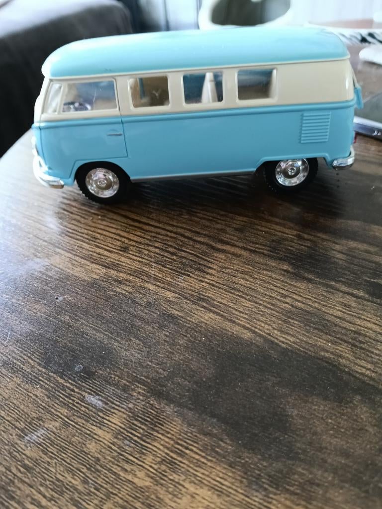 Volkswagen T1 Bus Modelauto - Blauw/Wit, Overige merken, Auto, 1:32 tot 1:50, Ophalen of Verzenden