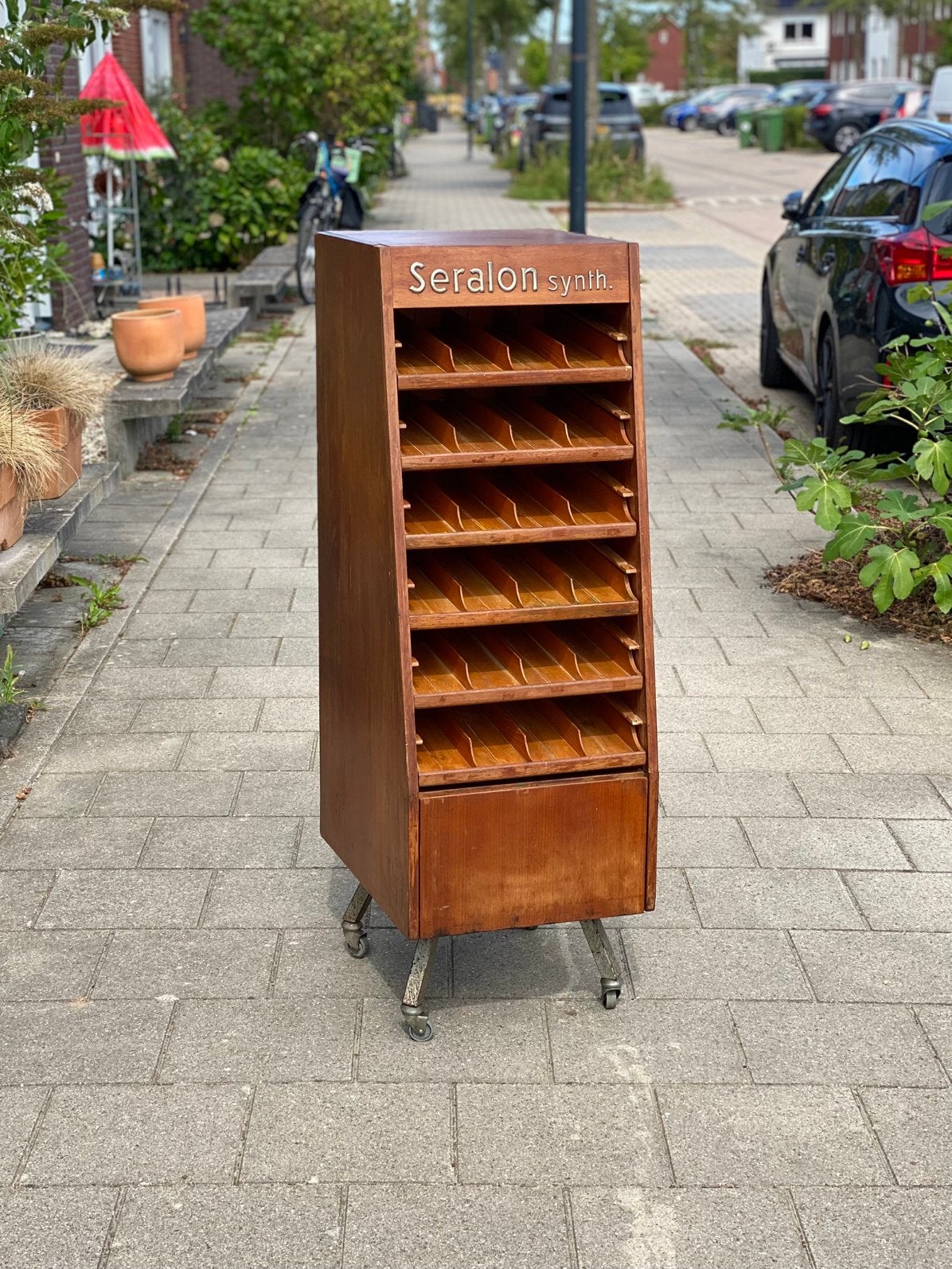 Jaren 50 fourniturenkast ladekast vintage Seralon Amann, Ophalen, Minder dan 50 cm, 100 tot 150 cm, Vintage
