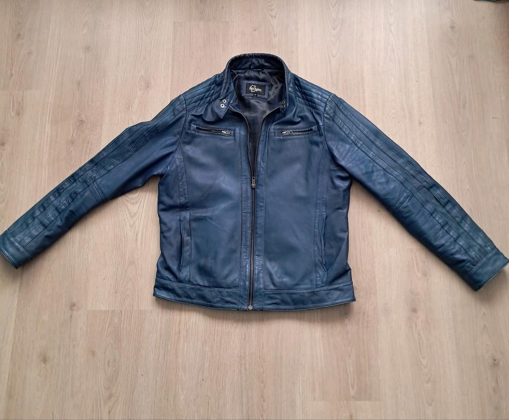 Dekkers herenjas lamsleder blauw, Maat 52/54 (L), Blauw, Dekkers, Ophalen of Verzenden