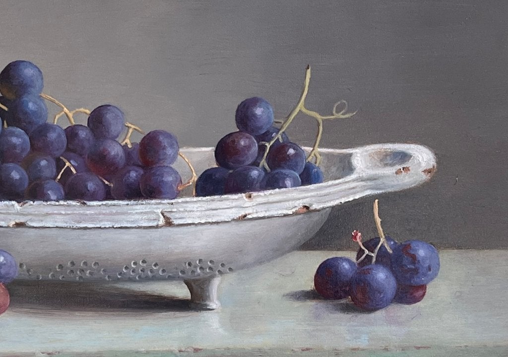 Schilderij druiven in een schaal. Hans Habraken., Antiek en Kunst, Kunst | Schilderijen | Klassiek, Ophalen of Verzenden