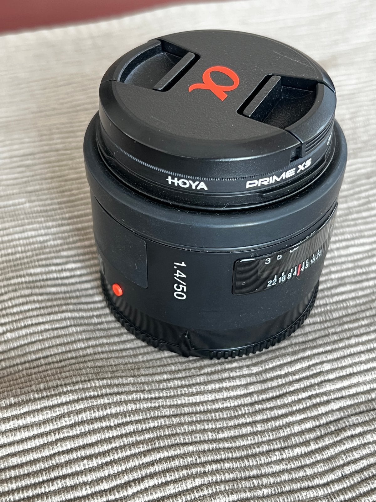 Sony 50mm f/1.4 A-mount lens met Hoya Prime XS filter, Sony E-mount, Sony, Ophalen of Verzenden, Zo goed als nieuw