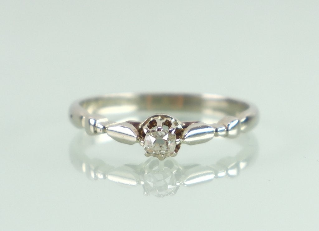 Antieke gouden ring old mine diamant Art Deco, Ophalen of Verzenden, Goud, Ring, Met edelsteen