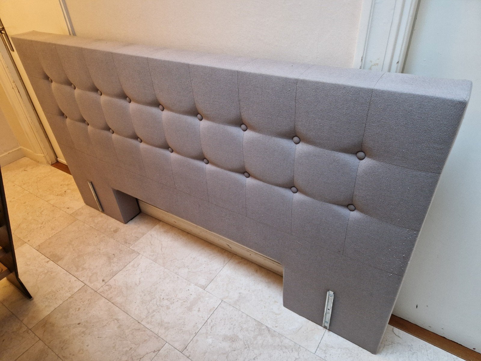Hoofdbord Swiss Sense 200x140cm grijs voor bed 180cm breed, Ophalen, Gebruikt, Tweepersoons, 140 cm