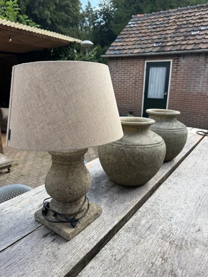 BRYNXZ Collections Stenen Tafellamp met Linnen Kap, Ophalen