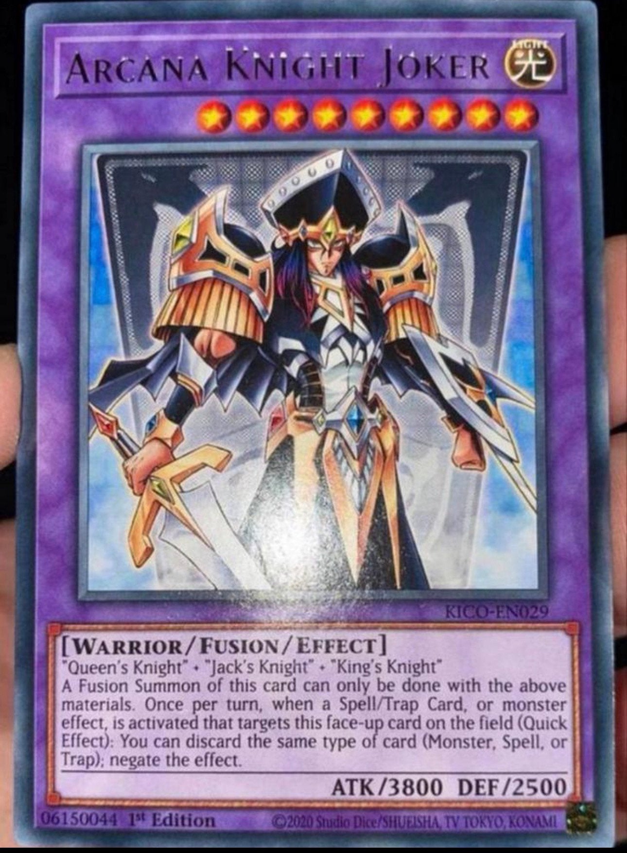 Yu-Gi-Oh! Arcana Knight Joker KICO 1st Edition !, Ophalen of Verzenden, Zo goed als nieuw, Losse kaart