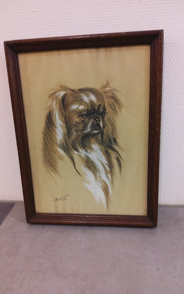 Gesigneerd in houten lijst met glas:ca.40x32cm, Antiek en Kunst, Ophalen
